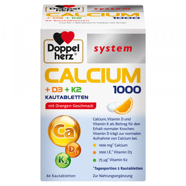 Abbildung für DOPPELHERZ Calcium 1000+D3+K2 system Kautabletten
