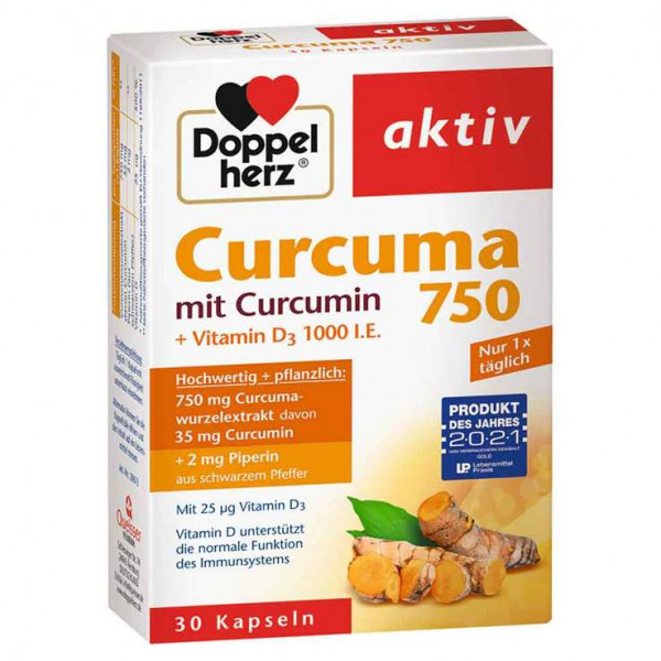Abbildung für Doppelherz aktiv Curcuma 750 mit Curcumin +Vitamin D3 1000 I.E.