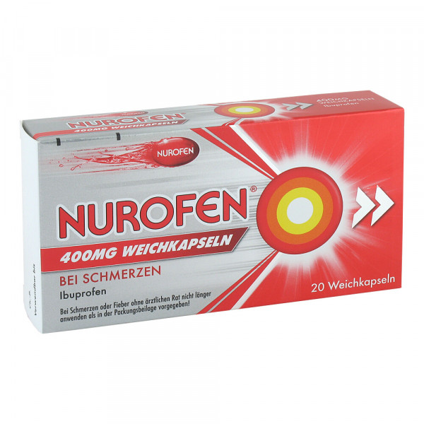 Abbildung für NUROFEN 400 mg Weichkapseln Ibuprofen bei Schmerzen, flüssiger Kern schnellere Aufnahme vom Körper