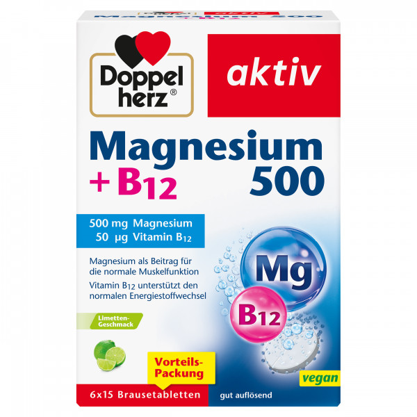 Abbildung für DOPPELHERZ Magnesium 500+B12 Brausetabletten