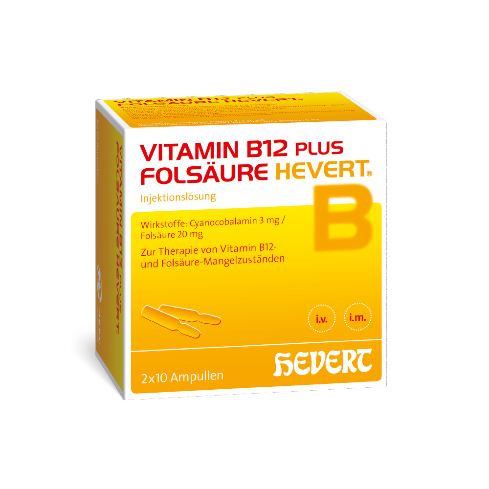 Abbildung für VITAMIN B12 PLUS Folsäure Hevert a 2 ml Ampullen