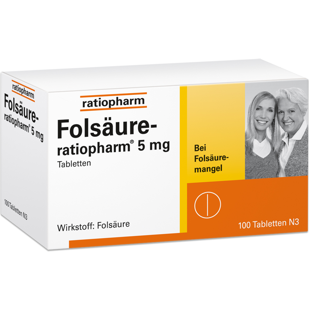 Abbildung für FOLSÄURE-RATIOPHARM 5 mg Tabletten