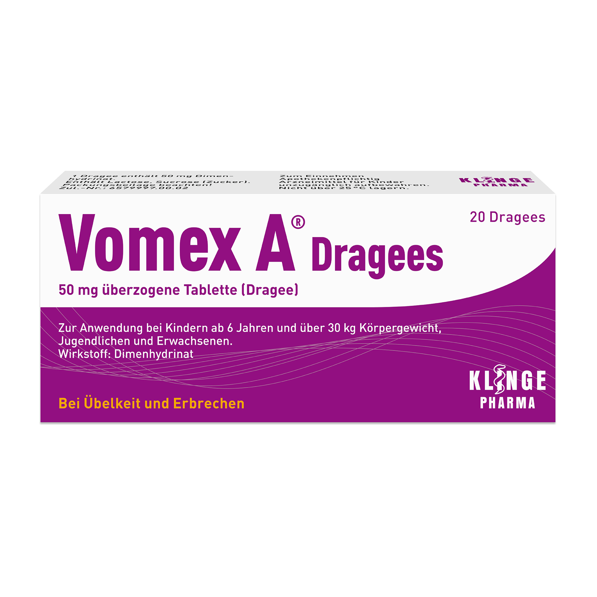 Abbildung für VOMEX A Dragees 50 mg überzogene Tabletten