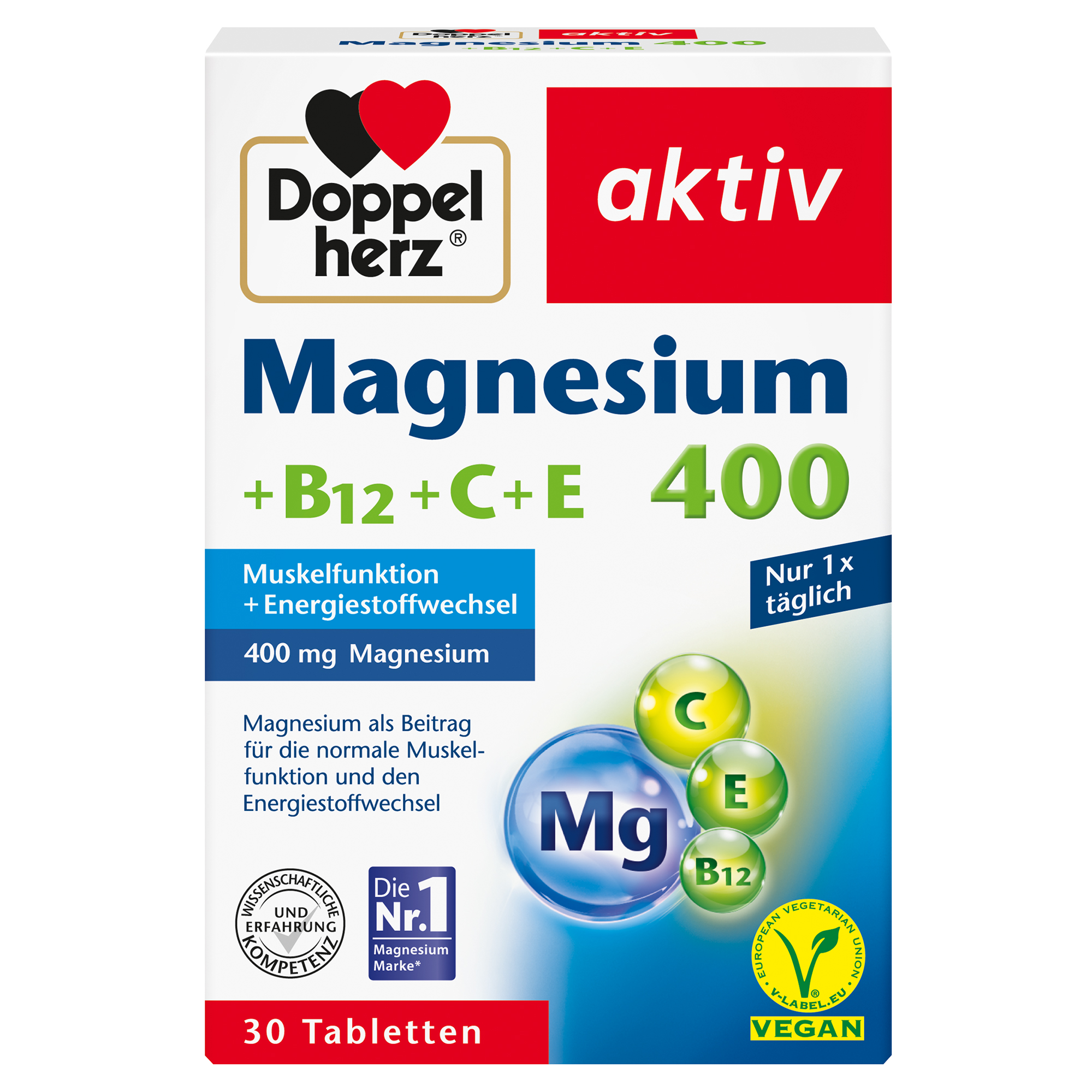 Abbildung für DOPPELHERZ Magnesium 400+B12+C+E Tabletten