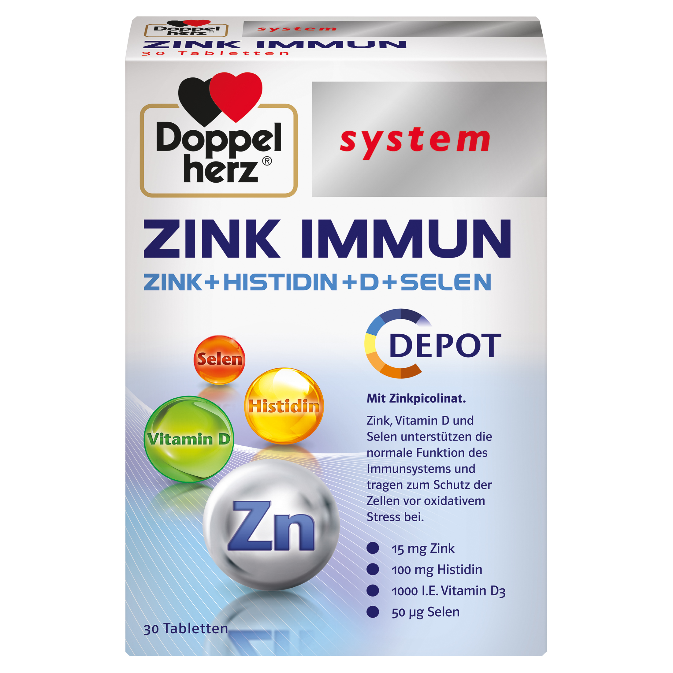 Abbildung für DOPPELHERZ Zink Immun Depot system Tabletten
